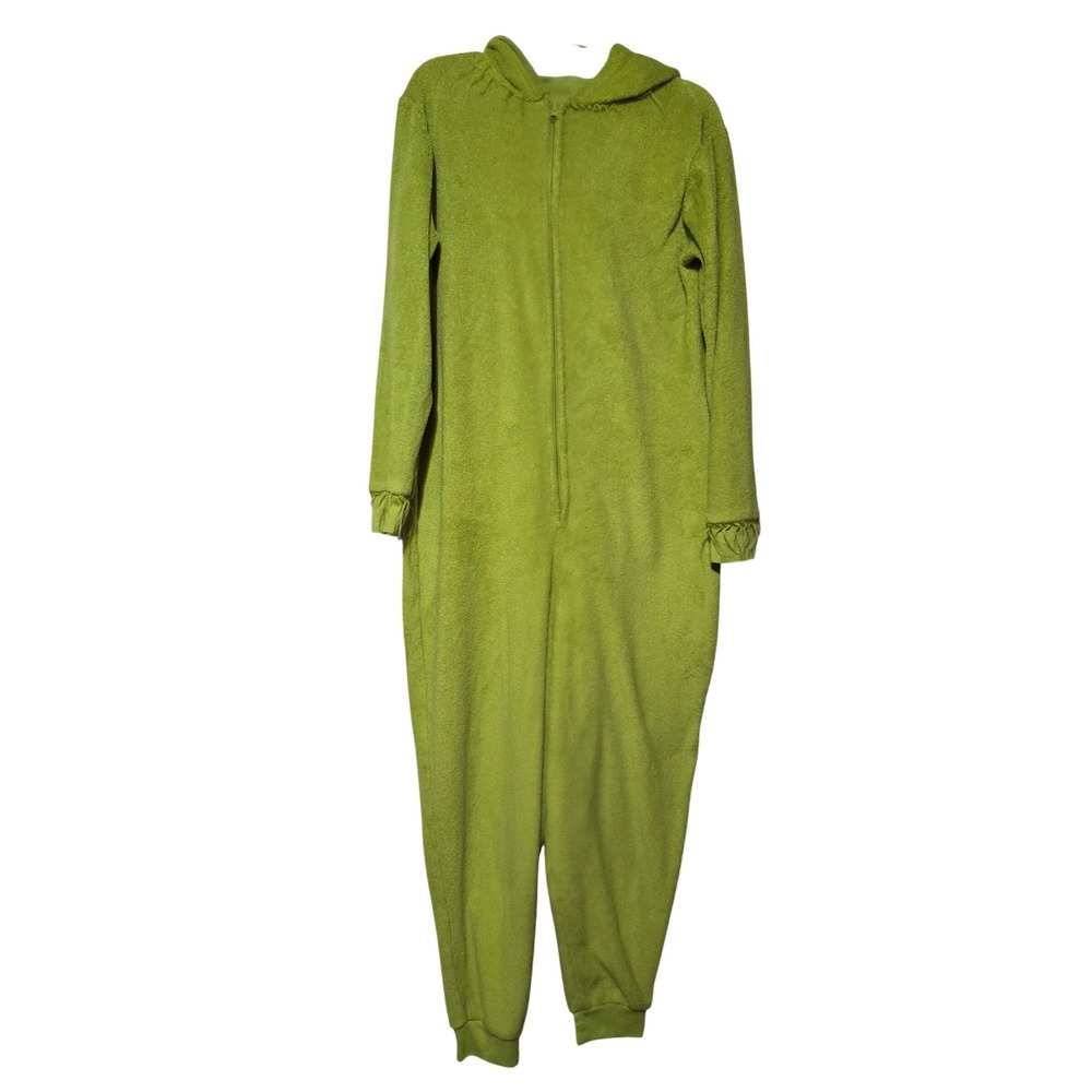 Dr Seuss The Grinch Adult Unisex XS Fleece Hooded One Piece Pajamas Christmas